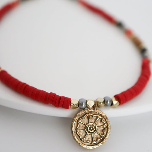 Red lotus necklace